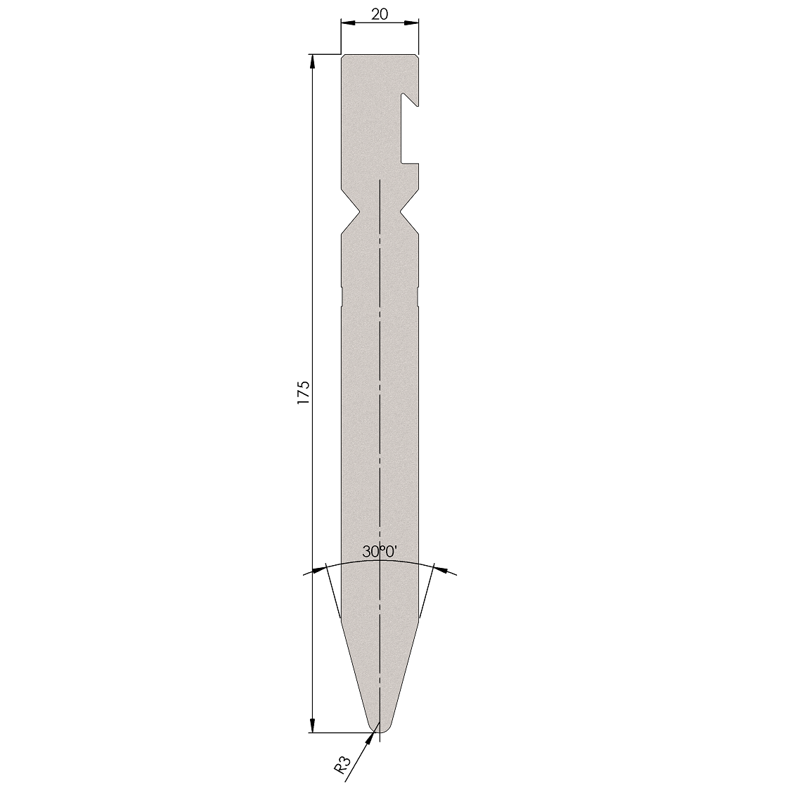 W409909 P7 WRFA H175/1 - 30° - R=3,0 - H=175 - L=515